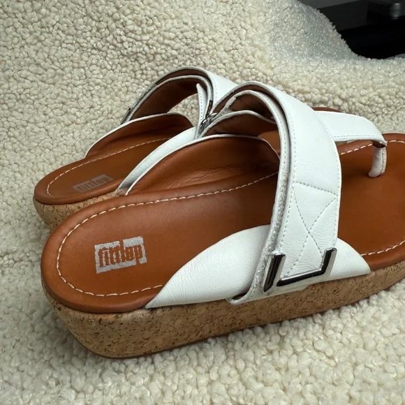 Fitflop Remi Adjustable Toe-Thongs Urban White Leather Size US 08 - Picture 7 of 15